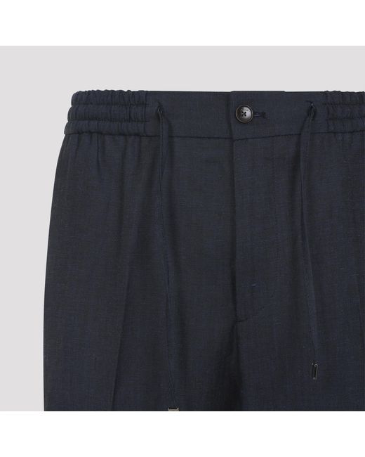 Etro Blue Drawstring Tapered Leg Trousers for men
