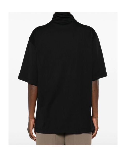 Lemaire Black Roll-Neck Straight Hem T-Shirt