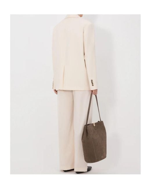 Loulou de Saison Natural Donau Lds Double-Breasted Flap Blazer