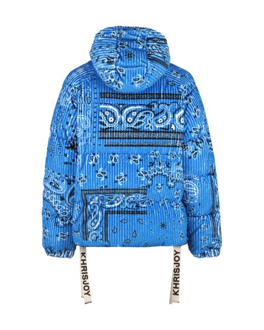 Khrisjoy Blue Corduroy Zip-Up Down Jacket for men