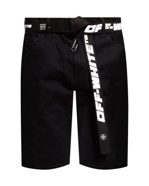 Off-White c/o Virgil Abloh Black Belted Denim Shorts for men