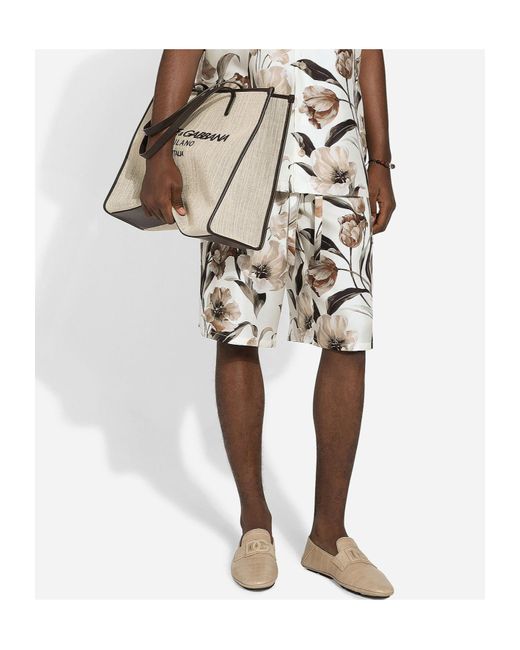 Dolce & Gabbana White Floral Printed Jogging Shorts for men