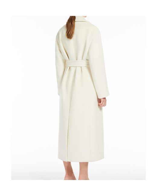 Max Mara White Fragore Belted Long-Sleeved Coat