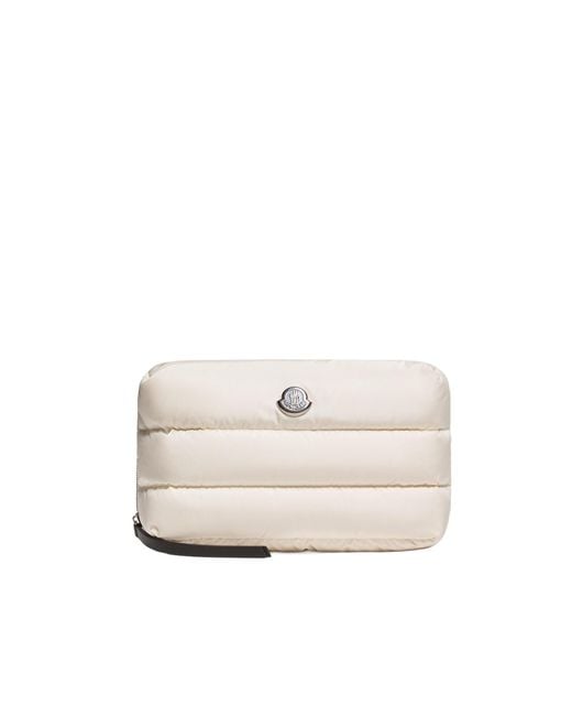 Moncler White Caradoc Quilted Make Up Bag