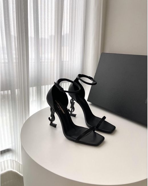 Saint Laurent White Opyum Square-Toe Sandals