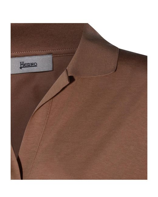 Herno Brown V-Neck Fine-Knit T-Shirt
