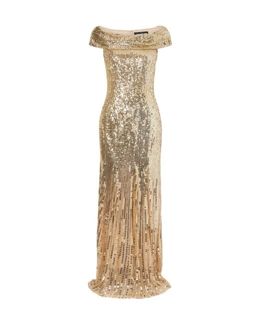 Jenny Packham Metallic Embellished Gown
