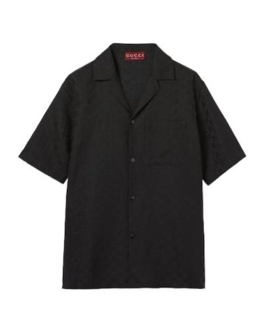 Gucci Black Gg Bowling Shirt for men