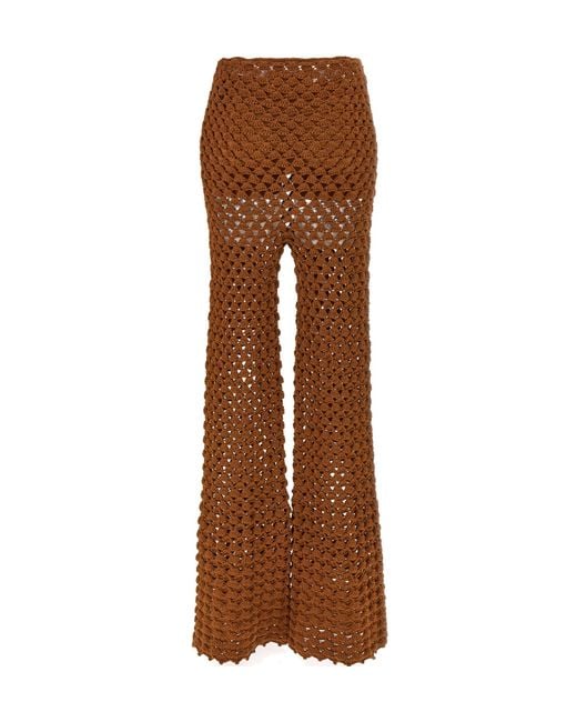 Ermanno Scervino Brown Crochet Work Trousers