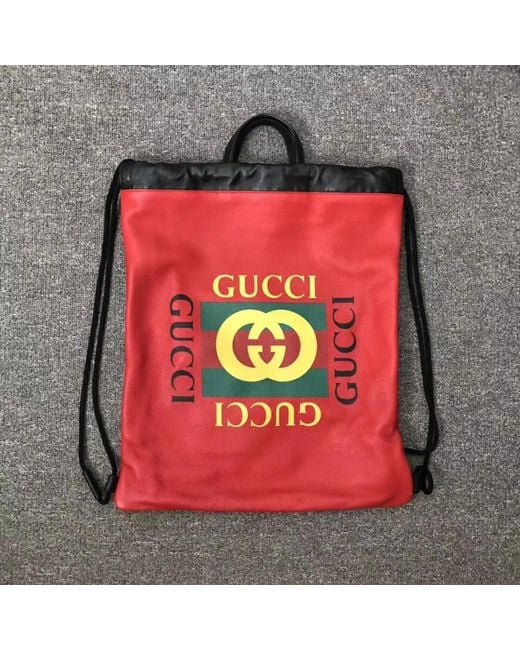 Gucci Pink Logo Printed Backpack for men