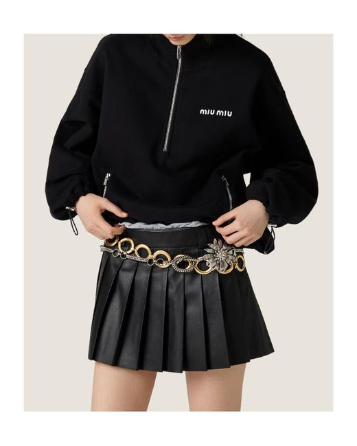 Miu Miu Black Cotton Fleece Zipper Sweatshirt