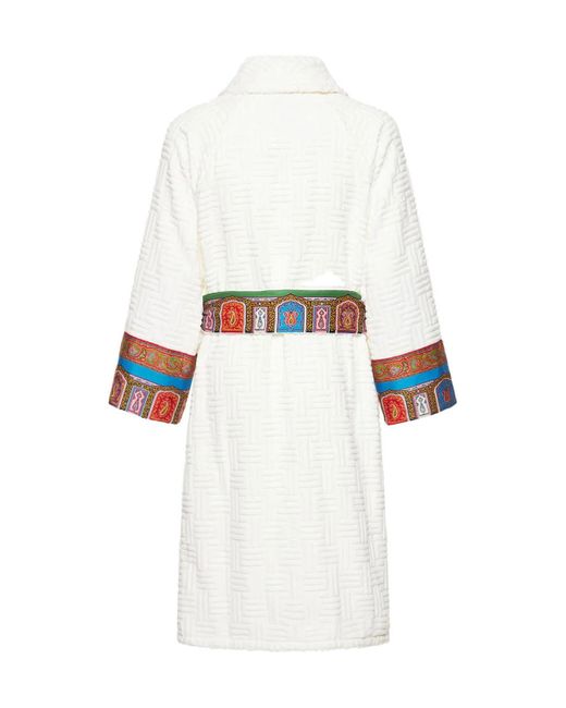 Etro White Paisley Printed Kimono Bathrobe