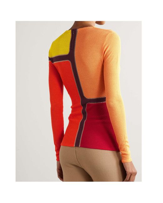 Gabriela Hearst Red Atreus Paneled Color-Block Wool-Blend Sweater