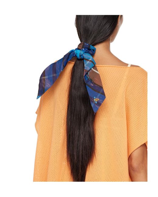 Vivienne Westwood Blue Check Patterned Scarf