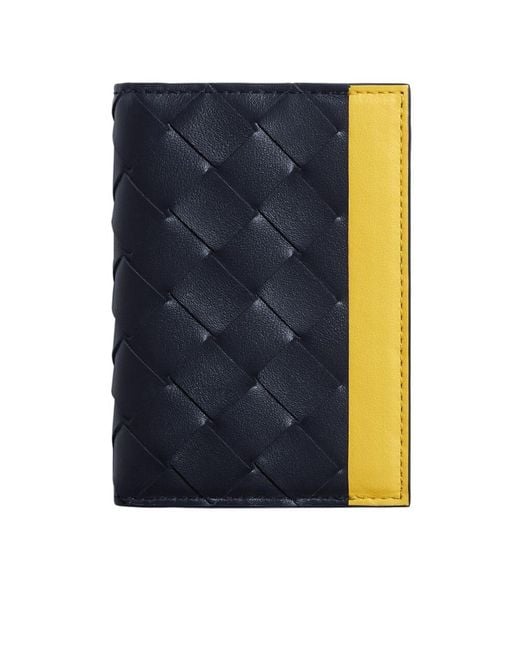 Bottega Veneta Blue Intrecciato Flap Card Case for men