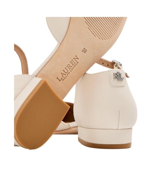 Ralph Lauren Natural Squaretoe Anklestrap Flats