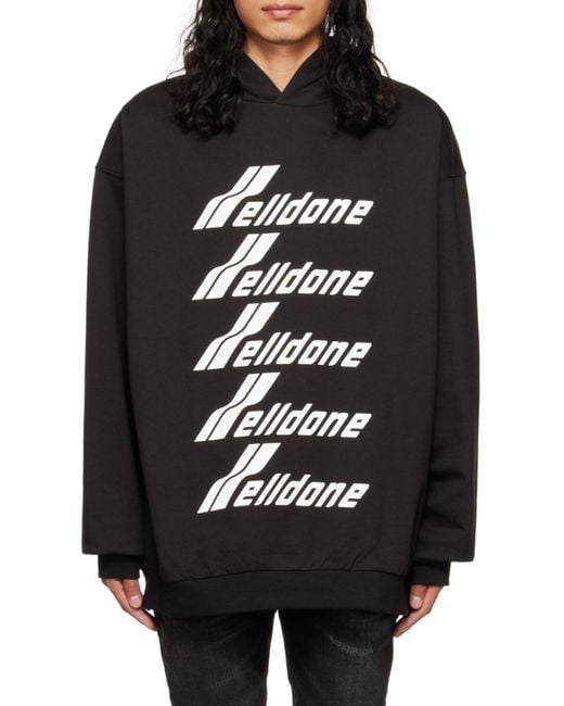 we11done Black Logo Hooded Sweater for men
