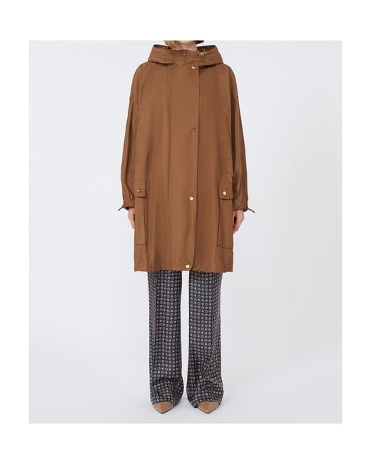 Max Mara Brown Cotton-Blend Faille Parka
