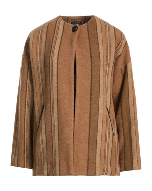 Rag & Bone Brown Long Striped Single- Coat