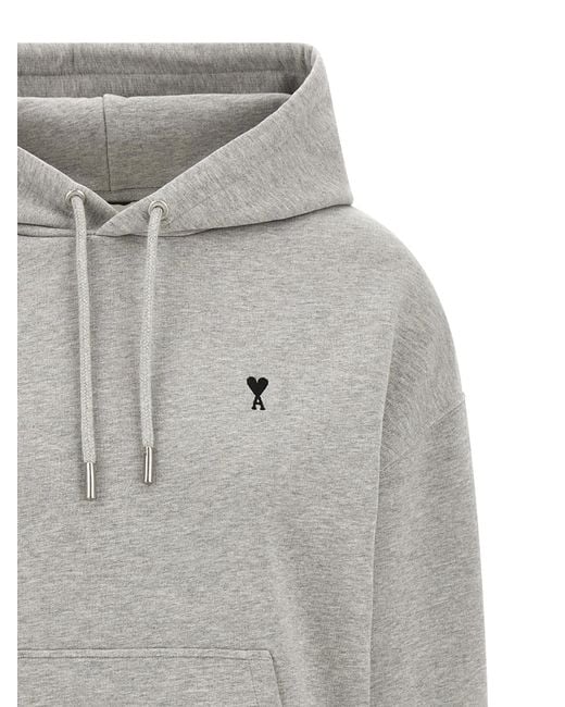AMI Gray Ami De Coeur Drawstring Hoodie