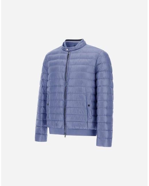 Herno Blue Quilted Zip-Front Jacket for men