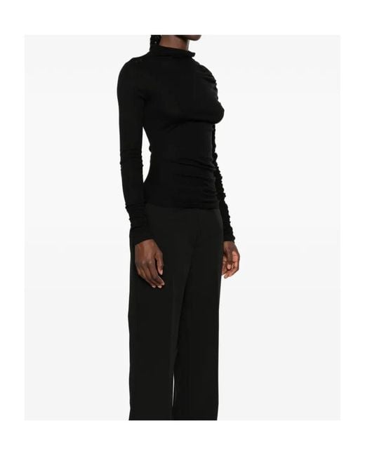 Pinko Black Ruched Asymmetric Top