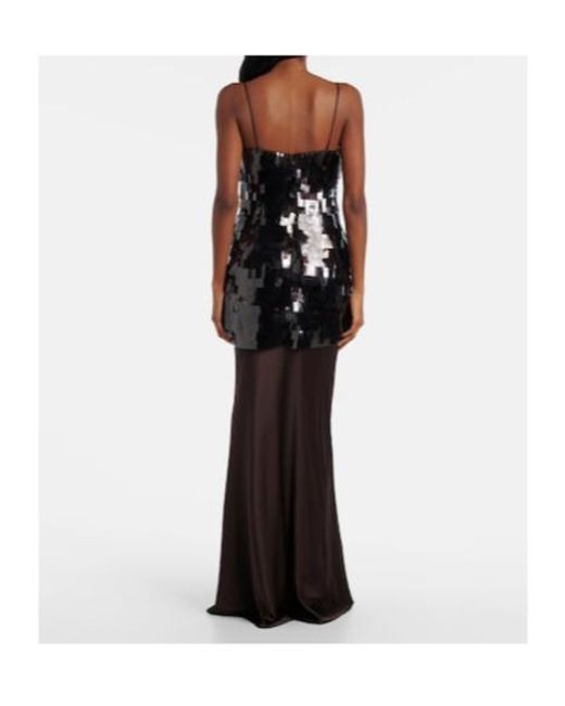 Staud Black Mesa Sequined Satin Gown