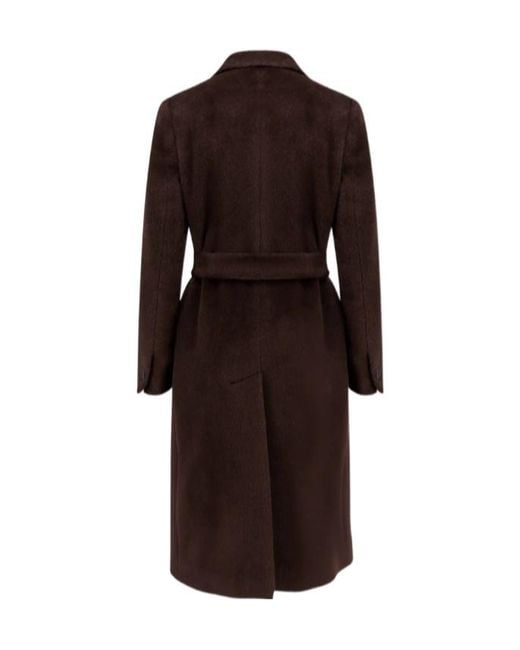Tagliatore Black Double-Breasted Belted Coat