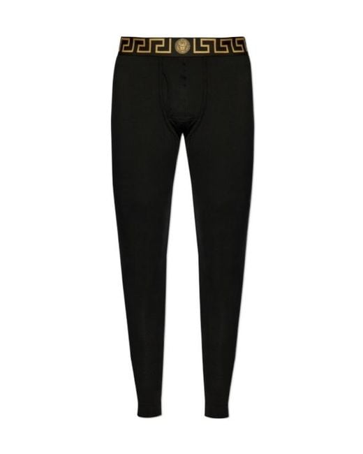 Versace Black Greca-Border Long Johns for men