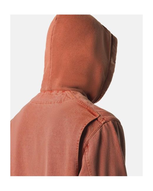Stone Island Red Hooded Jacket With Multiple Pockets for men