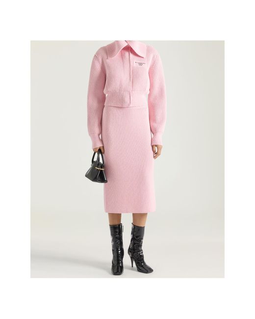 Givenchy Pink Rubbed-Knit Midi Pencil Skirt