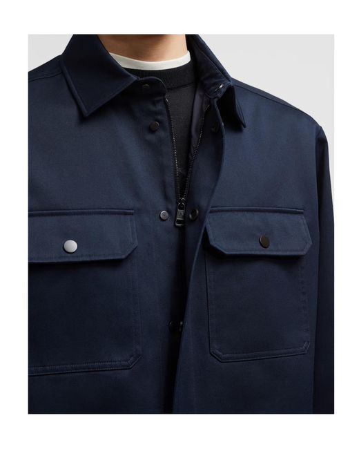 Moncler Blue Collared Long-Sleeve Shirt for men