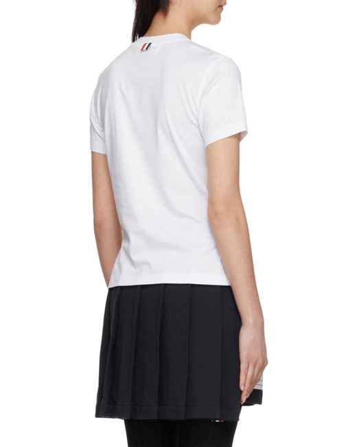 Thom Browne White Logo Patch Crewneck T-Shirt