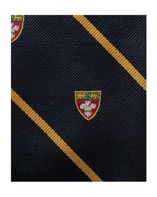 Ralph Lauren Black Embroidered Striped Tie for men