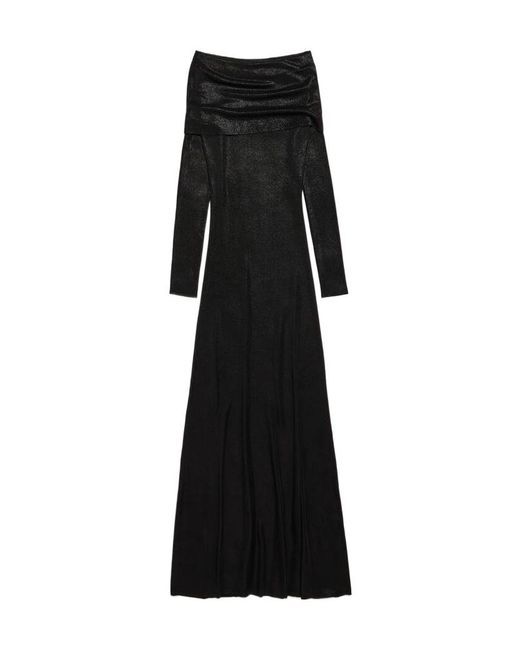 Balenciaga Black Off-The-Shoulder Maxi Dress