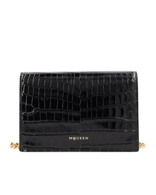 McQueen Black Small Skull Embossed Shoulder Bag