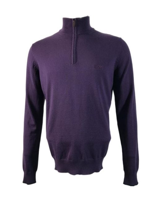 Boss Blue Stand-Neck Sweater for men