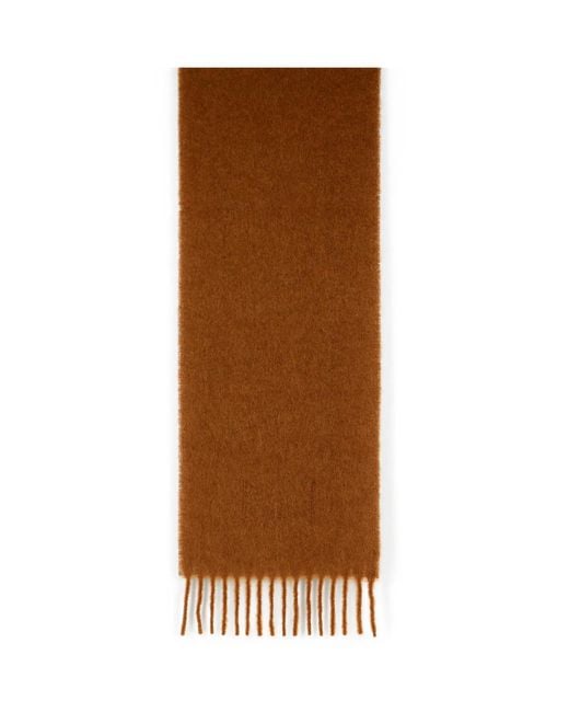 Marni Brown Logo Patch Fringed Scarf for men