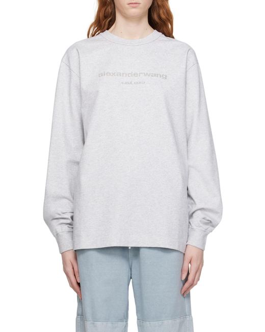 Alexander Wang White Puff Logo Long-Sleeved T-Shirt