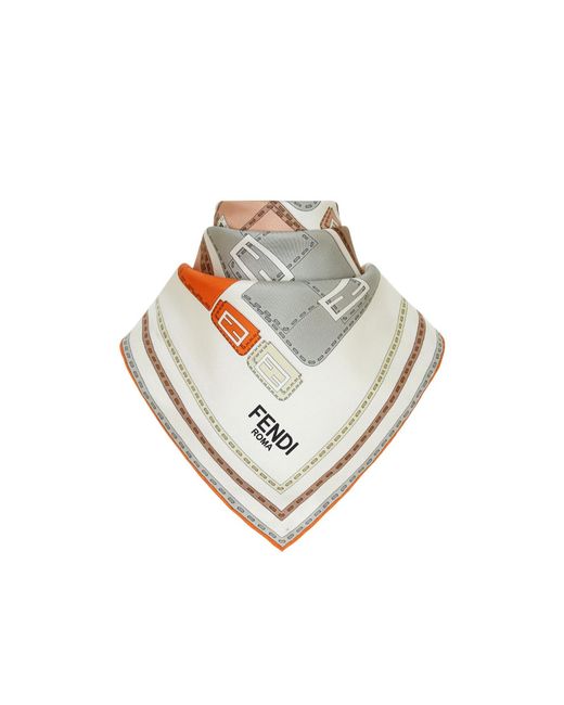 Fendi White Baguette Graphic Printed Scarf