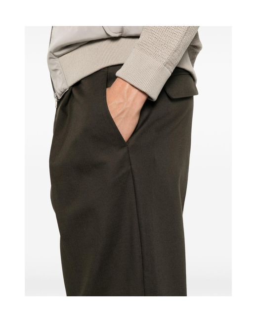 Herno Gray Pleated Wide-Leg Trousers for men