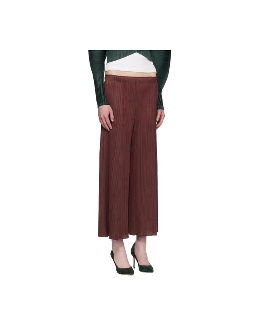 Pleats Please Issey Miyake Red Plissé Trousers