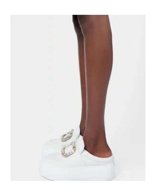 Roger Vivier White Embellished Platform Sandals