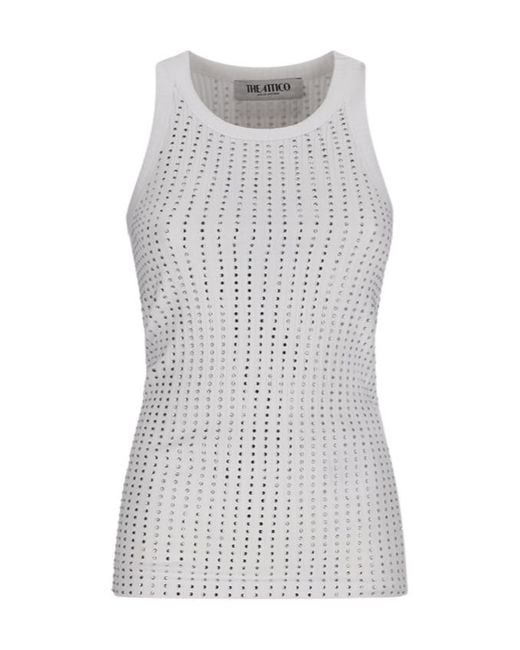 The Attico Gray Rhinestone-Embellished Tank Top