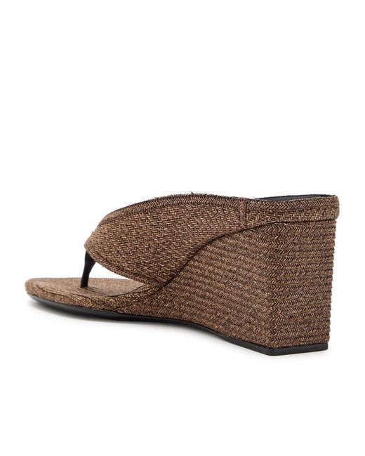 Alaïa Brown Raffia Thong Wedge Mules