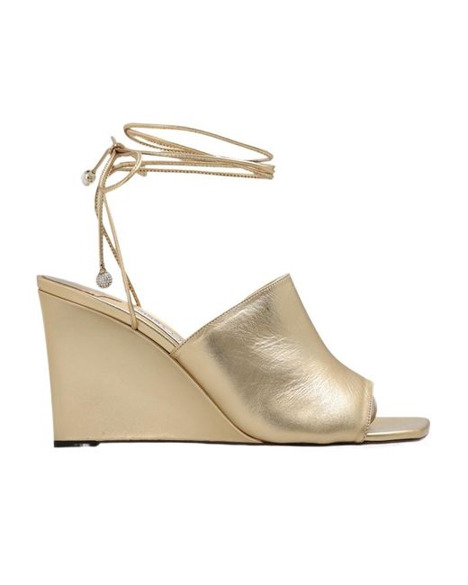 Jimmy Choo White Elyna Metallic Wedge Sandals