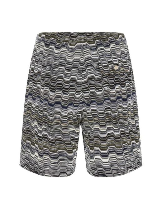 Missoni Gray Zigzag Knitted Bermuda Shorts for men