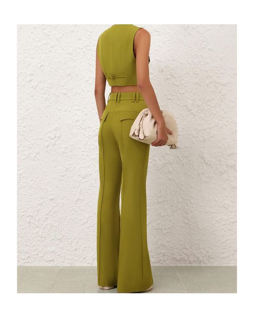 Zimmermann Green Luna Flared Pants