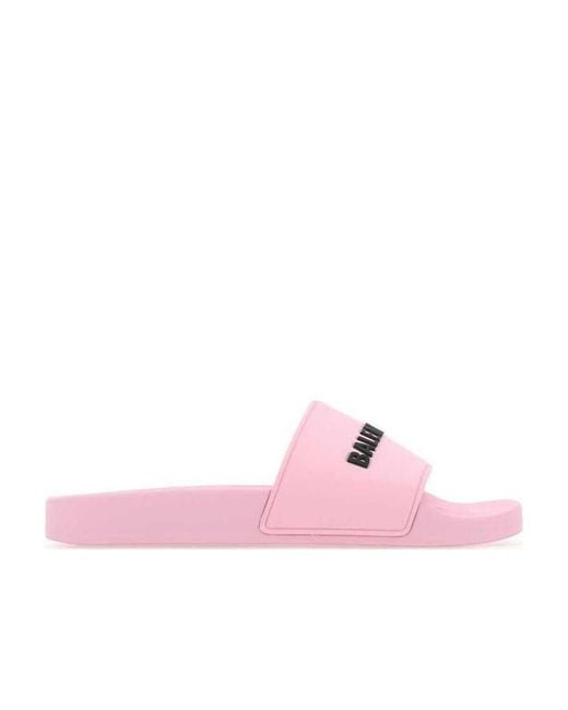 Balenciaga Women's Pink Logo Slide Sandals