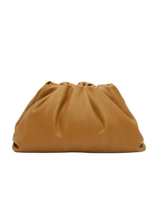 Bottega Veneta Brown The Pouch Ruched Clutch Bag
